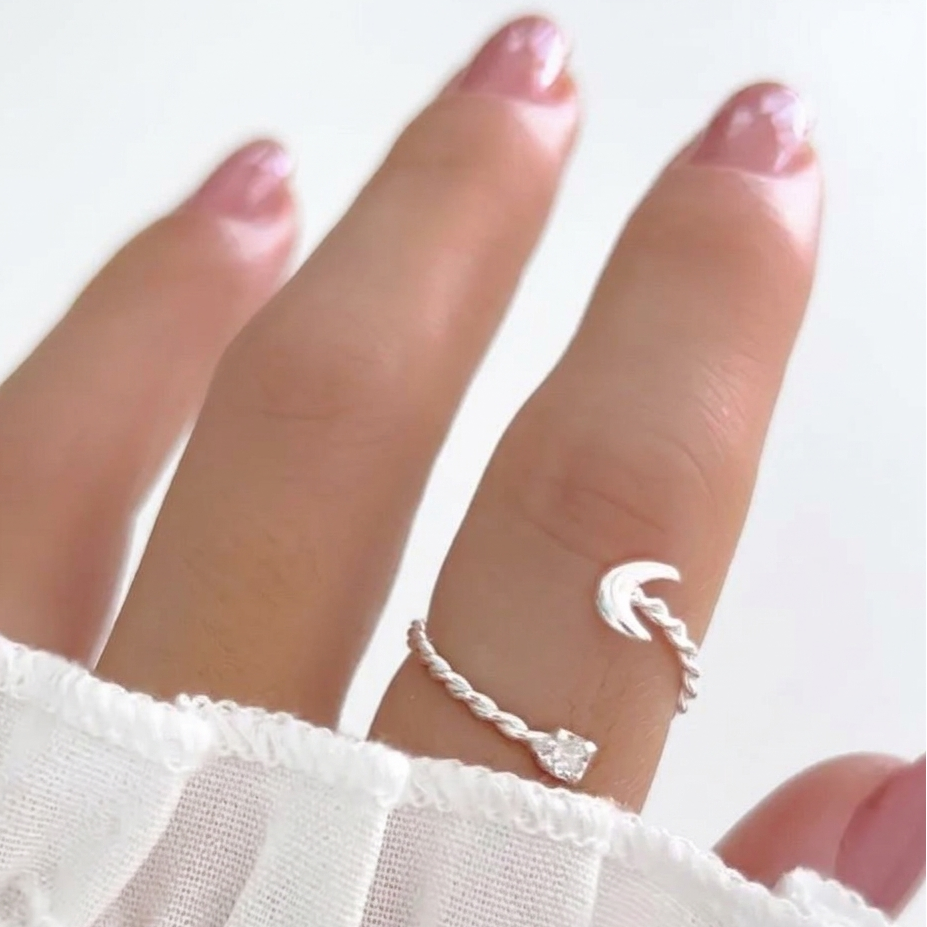 Anel Regulável Lua e Zircônia