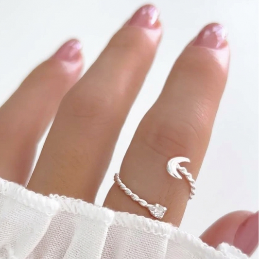 Anel Regulável Lua e Zircônia