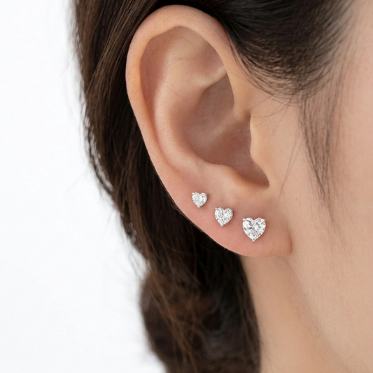 Brinco Trio Zircônia Coração