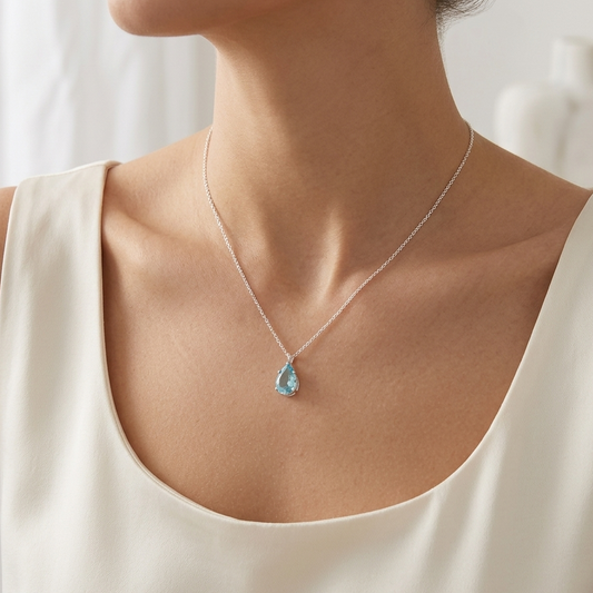 Colar Veneziana Gota Azul